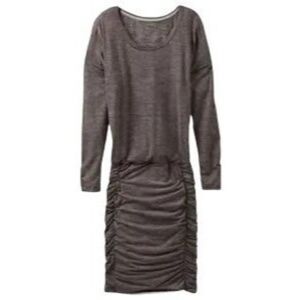 Athleta Womens ST Ruched Brown Long Sleeve Tulip Dress